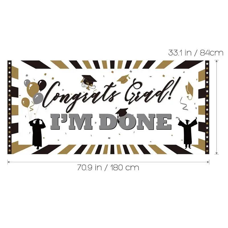 Congrats Grad I'M DONE Sign Wall Banner Classic Graduation Party PE Plastic Photo Booth Prop