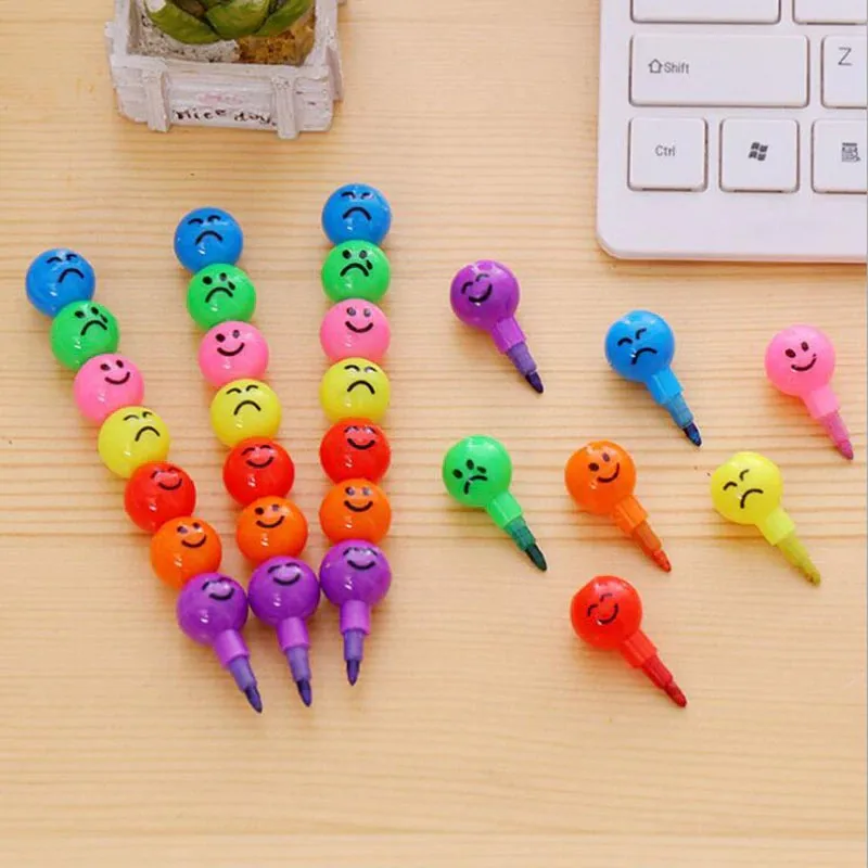 

7 Colors Cartoon Sugar Coated Crayon Creative Smile Color Pen Pencil Children Picture Color Presents Office School Art supplies
