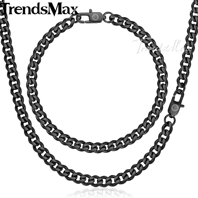 Комплект ювелирных изделий Trendsmax KKSM01 для мужчин ожерелье из нержавеющей стали с