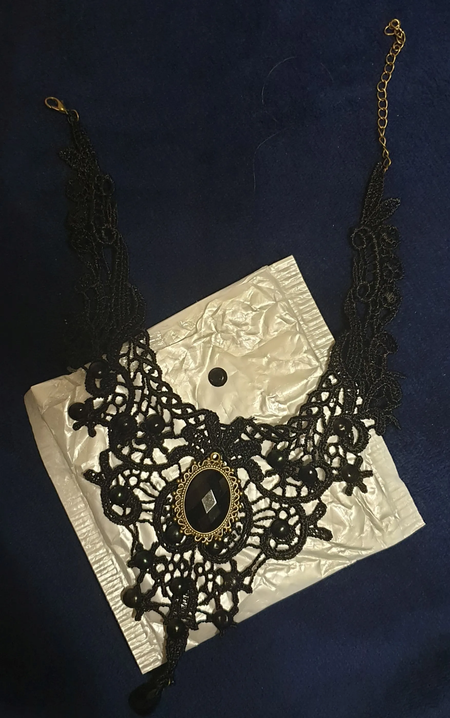 Black Lace & Beads Collar Necklace photo review