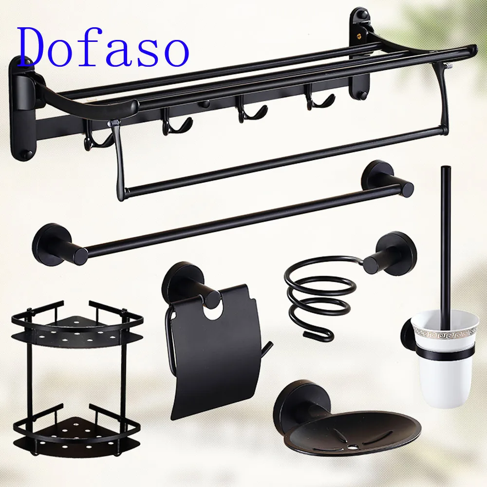 

Dofaso bath hardware sets bronze bathroom black rack shelf bath towel shower rack toilet bathroom corner shelf hooks