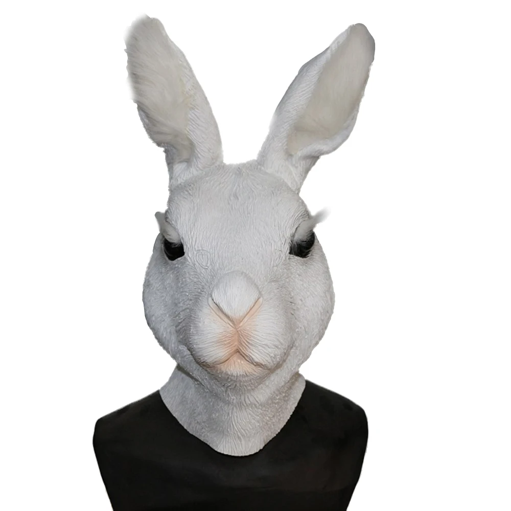 

Latex Full Head Animal White Rabbit Mask Quality Fancy Party Mask Costumes Animal Head Mask