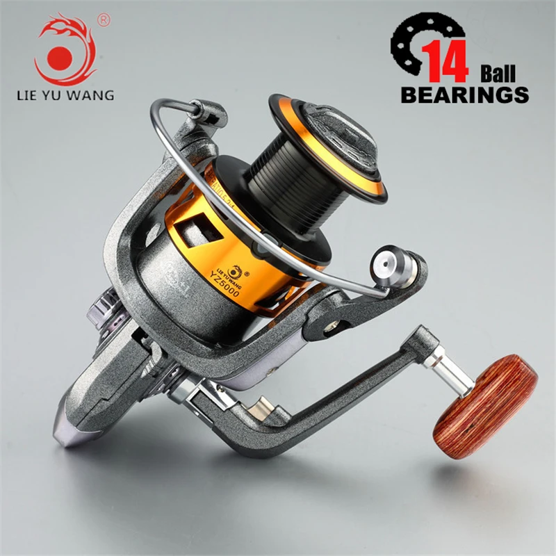 High Quality 14BB Fishing Reel Double Color Metal Spool Spinning Reel 1000 7000 Reel Fishing