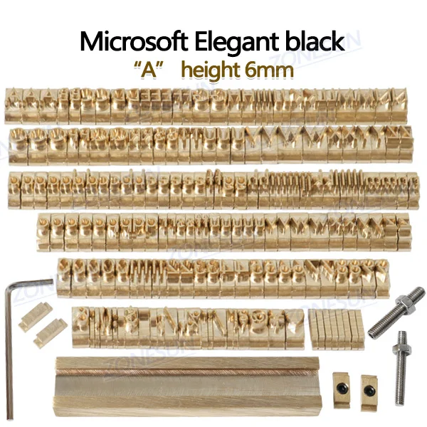 ZONESUN, 184 шт., набор букв алфавита с цифрами, 10 см, Т-образные буквы, штамп для машина для горячего тиснения фольгой, логотип на заказ - Цвет: Microsoft Elegant