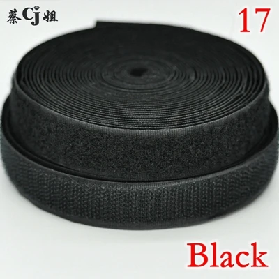 2yd/Лот, 20 мм, цветная клейкая лента-гирлянда на липучке, пришивная застежка, Швейные аксессуары для домашней одежды, сумки - Цвет: 17 Black