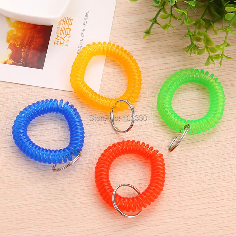 Multicolor Plastic Stretchable Spiral Bracelet Wrist Coil Keychains  Wristband Key Ring for Number Tag Sport Pool ID Badge - AliExpress