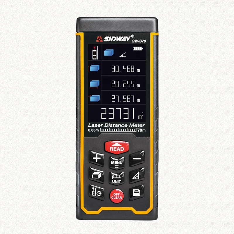 

SNDWAY Big Color Display 70M Digital Rechargeable Laser Rangefinder Laser Distance Meter Measure Tools