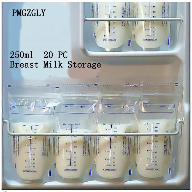 

20Pcs / Lot Baby Breast Milk Storage Bag Safety 250ml Safe Food Storage Bags One-time Use Breast Milk Freezer Bags Baby Feeding