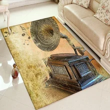 Еще граммофон музыка желтый коричневый ретро 3d печать Нескользящая микрофибра Гостиная декоративный современный моющийся коврик