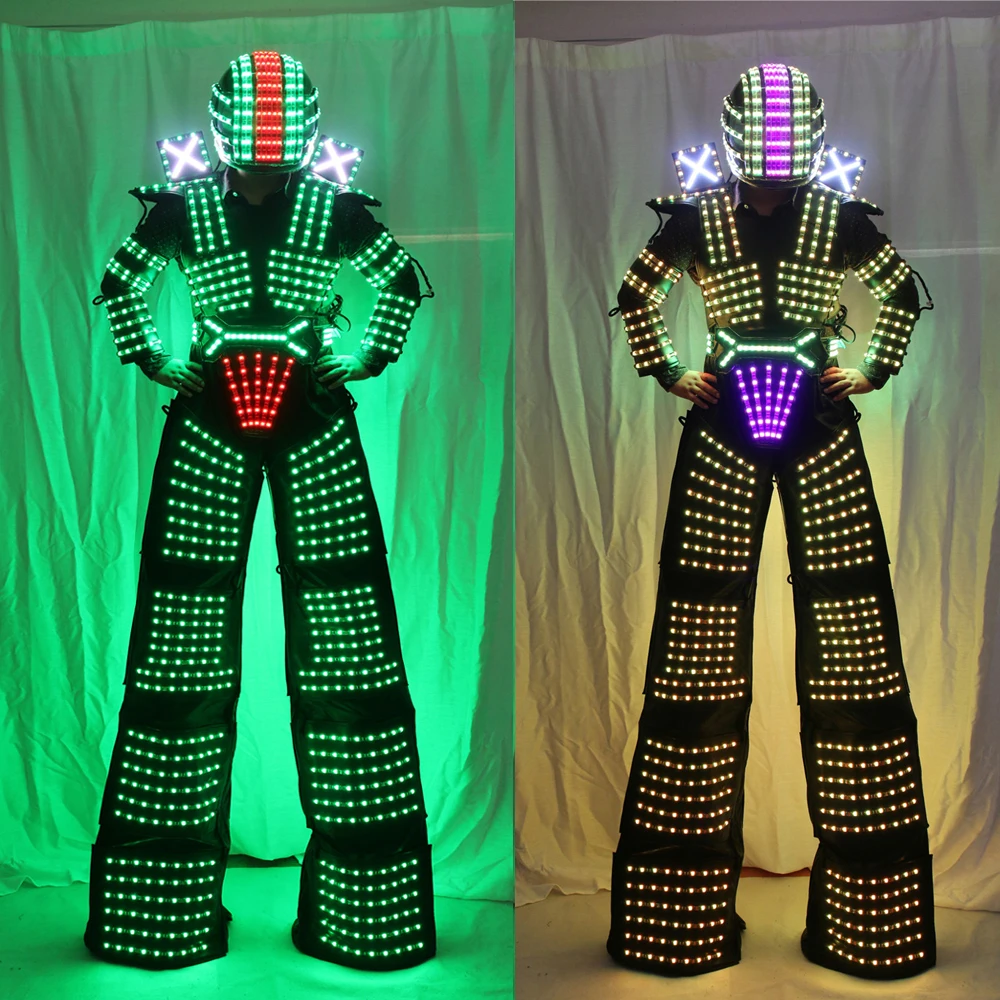 

LED Robot Costume David Guetta LED Robot Suit illuminated Kryoman Robot Stilts Clothes Luminous Costumes