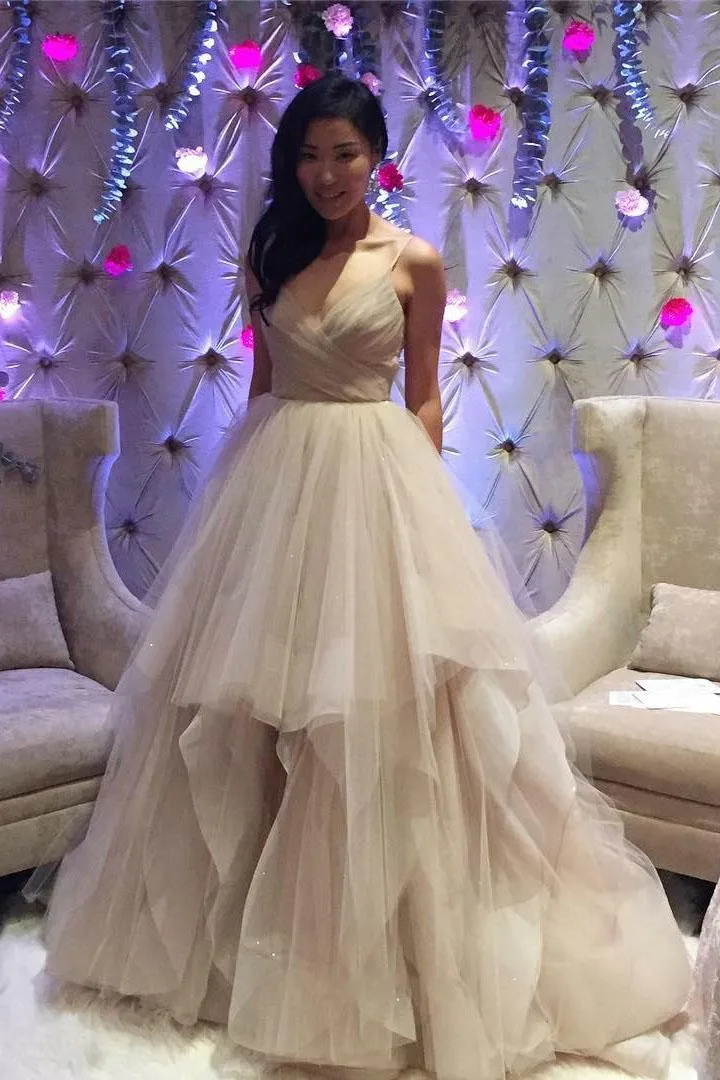 ruched-v-neckline-spaghetti-straps-wedding-dress-ball-gown-with-ruffled-tulle-skirt-4-4_conew1