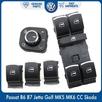 

OEM 5Pcs Set Master Window Chrome Switch Control for VW Volkswagen Jetta Golf Passat B6 CC