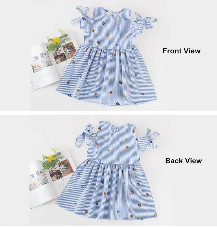 Kids Girls Off Shoulder Bowknot Sleeve Dress 14