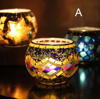 

18 Styles Spherical Glass Mosaic Crack Candlestick(not include candle) european Candle Holders candlelight dinner Candle Holder