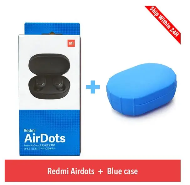 Xiaomi Redmi Airdots TWS синий зуб стерео Бас синий зуб 5,0 с микрофоном громкой связи Ea rbuds AI управление - Цвет: Add Blue case