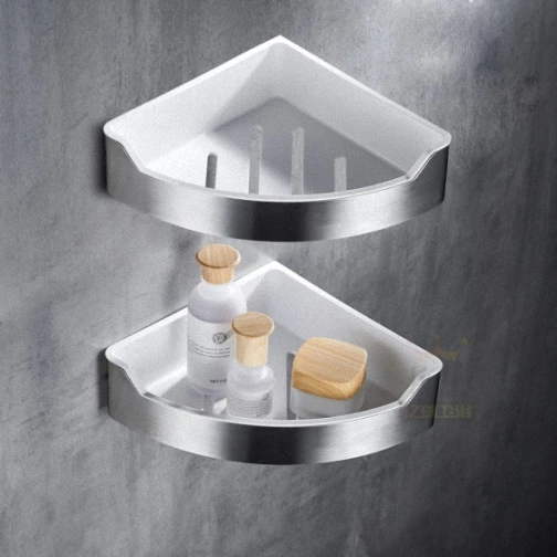 Корзина для ванной из нержавеющей стали для шампуня/мыла, органайзер для хранения кухонных принадлежностей, без укропа простая установка - Цвет: 2-Tier Corner Shelf
