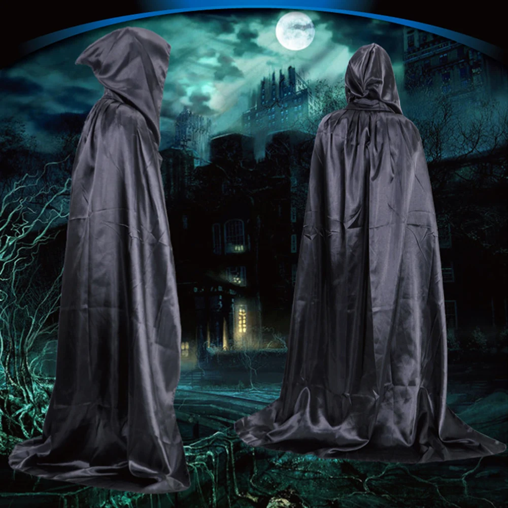 Vampire Hooded Cloak Medieval Witch Robe Cape Floor length Halloween