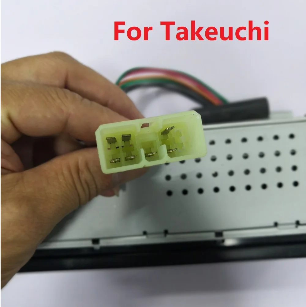 HIDAKA M202 1 din Автомобильная магнитола с Bluetooth USB зарядка 0.5A AUX для экскаватора Hitachi Takeuchi Komatsu экскаватор 12V 24V часы реального времени - Цвет: Takeuchi plug