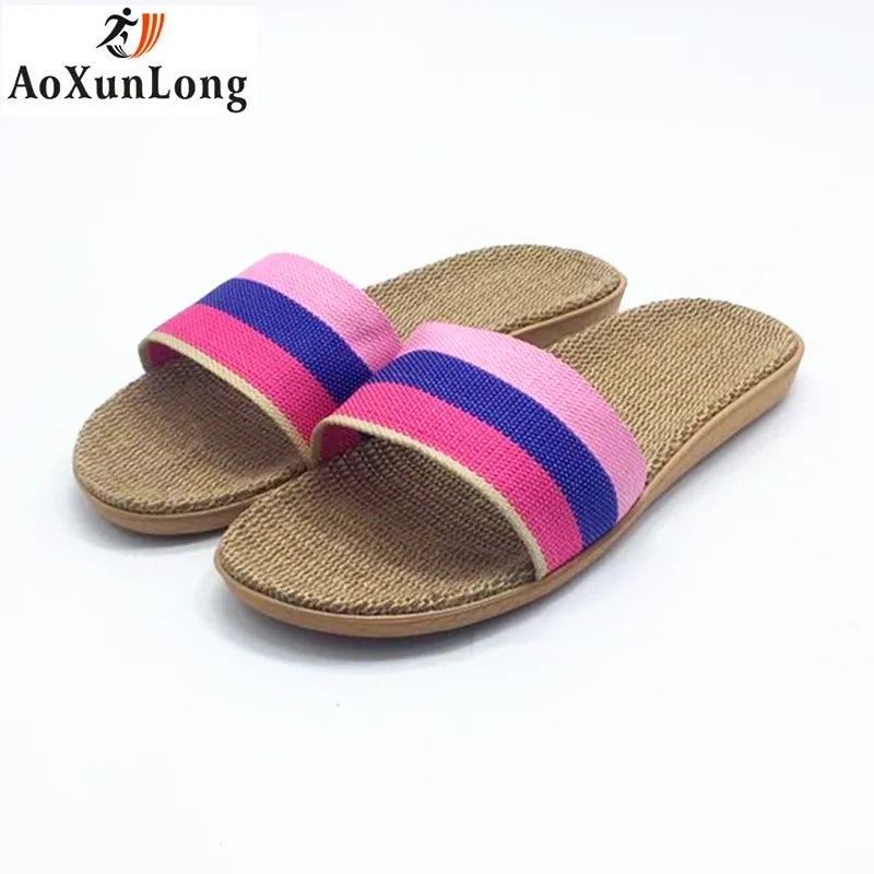 

Summer Flip Flop Women Linen Weave Flat Home Slippers Spring Slide Shoes Woman 36-40 Slippers Women Sandals Pink Casual Shoes