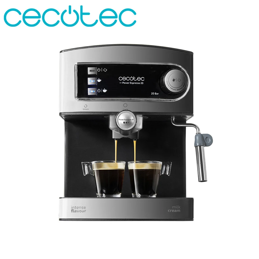 Cecotec Espresso Coffee Machine Pressure 20 Bars Coffee with Double Exit Adjustable Vaporizer for Foamy Milk Easy Clean Cecotec Espresso Coffee Machine Pressure 20 Bars Coffee with Double Exit Adjustable Vaporizer for Foamy Milk Easy Clean