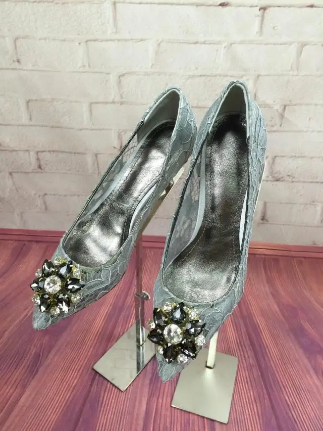 Sxzyqfw/Роскошные кружевные женские туфли-лодочки с пряжкой и кристаллами; шикарные элегантные женские свадебные туфли на шпильке с острым носком, украшенные стразами; свадебные туфли на каблуке 9 см