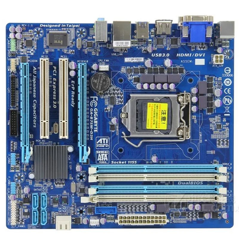 Материнская плата для Gigabyte GA-B75M-D3H LGA 1155 DDR3 32 Гб VGA DVI b75 оригинальная настольного ПК