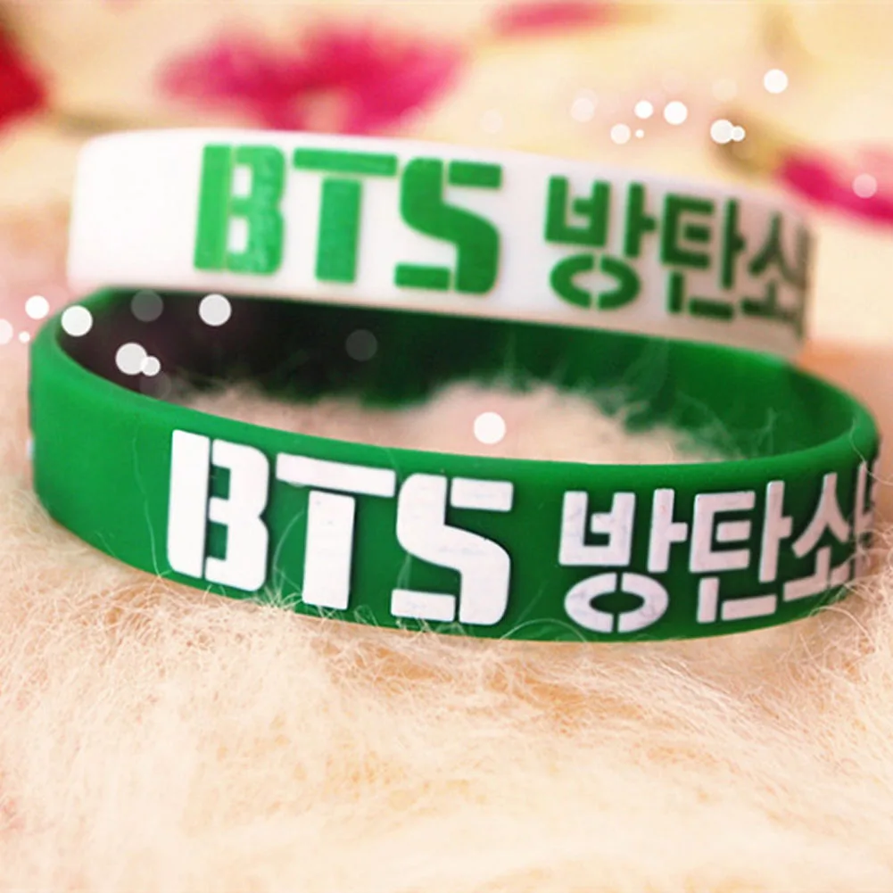 

2018 new fashion KPOP Fan BTS Bangtan Boys Bulletproof Boy 3D Sport Silicone Friendship Boys and Girls Wristband Bracelets
