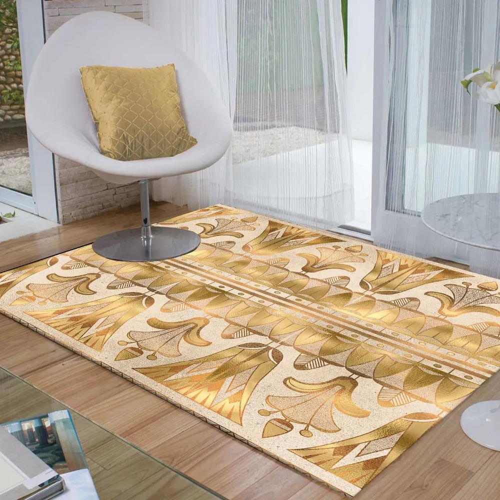 

Else Gray Golden Yellow Ethnic Egypt Persian 3d Print Non Slip Microfiber Living Room Decorative Modern Washable Area Rug Mat