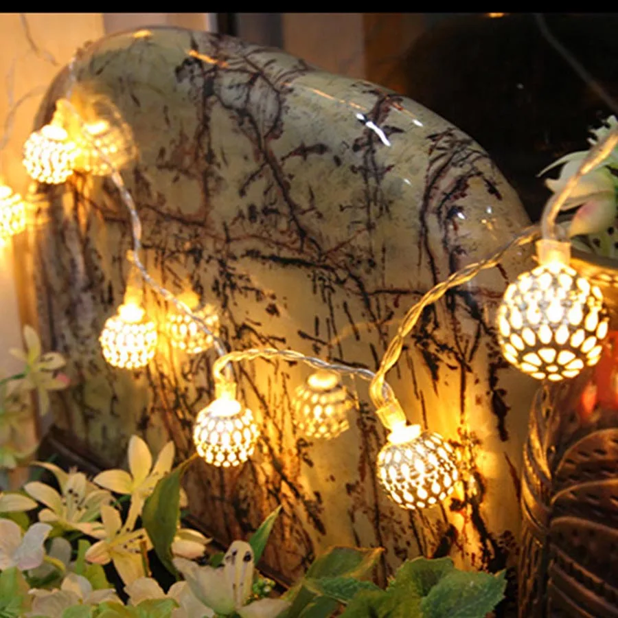 1-10m Iron Ball LED String Light Christmas Wedding Holiday Decoration String Fairy Light Indoor Outdoor Battery Sting Lamps (25)