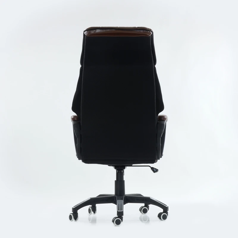 K10PuBrown Кресло для руководителя Barneo K-10 коричнева экокожа высокая спинка офисное кресло компьютерное кресло с системой качания мебель для офиса компьютерные кресла геймерское кресло по России