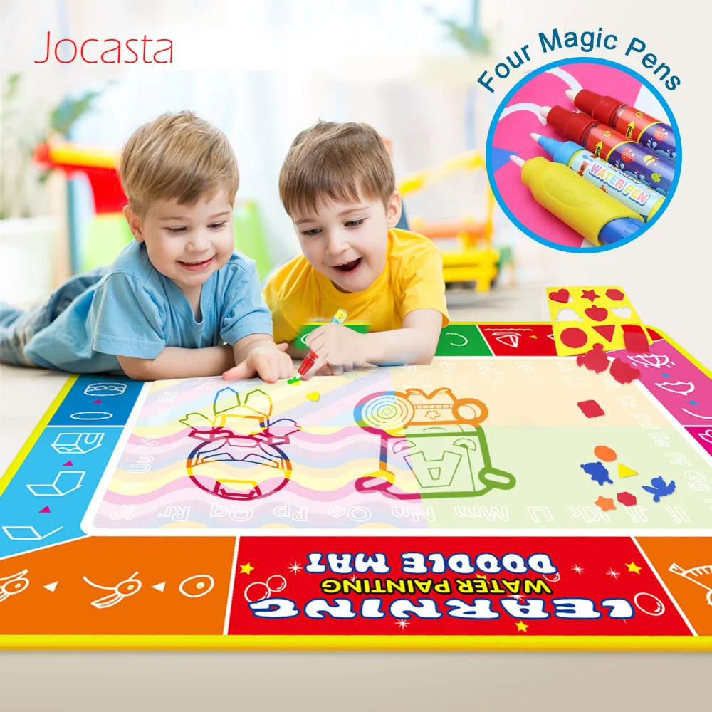 

120*90cm Water Drawing Mat & 3 Drawing Pens & 1 Brush & 17 Stamps Coloring Doodle Mat Learning Educational Toys for Children #