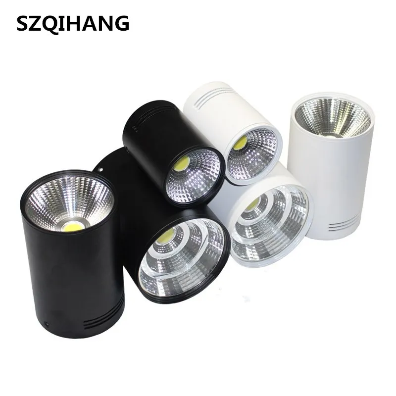 

Поверхностного монтажа COB Светодиодный точечный светильникled COB мощностью 10 Вт, 20 Вт, 30 Вт, AC85V-265V светодиодный вниз свет светодиодный потолочный светильник, Белый/Черный Корпус Цвет