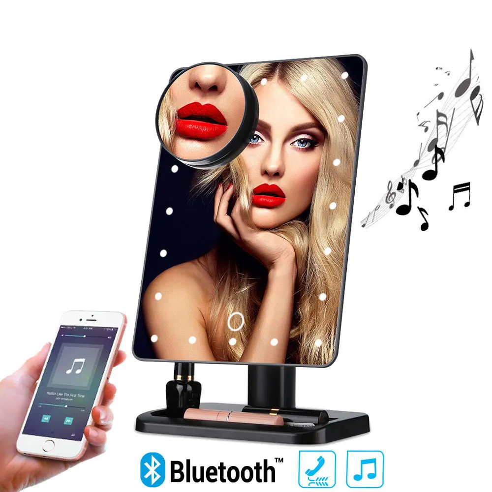 1PC LED Makeup Mirror Light With Bluetooth Speaker Function 20 LEDs Touch Screen 10X