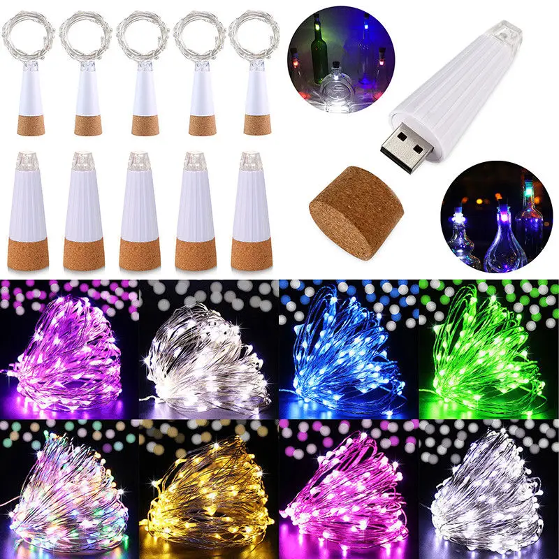 

1.5M 15LED 3 Colors Garland Bottle String Lights LED Cork Shape Light USB Charging Fairy Lights Christmas Decorations for Home