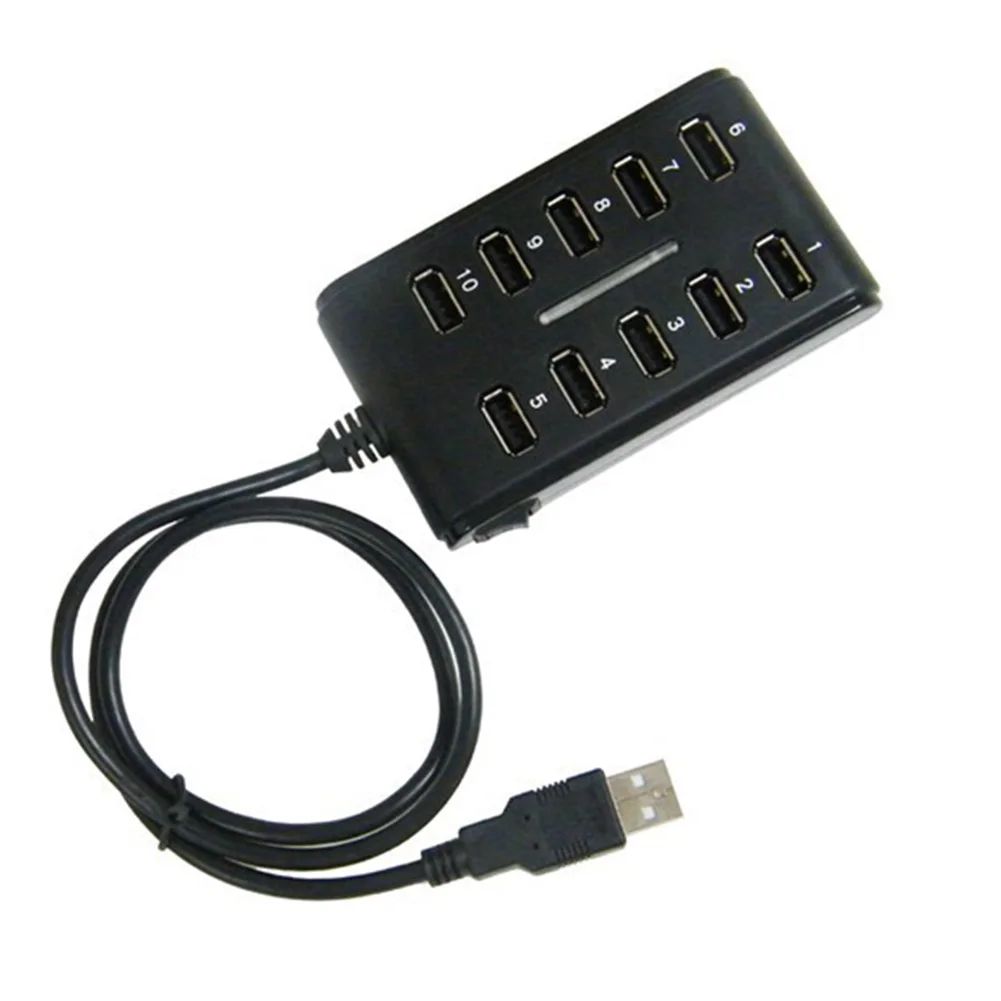 Alta Velocidad 480 Mbps USB 2,0 Hub 10 puertos Multi Personal ordenador USB HUB divisor USB portátil para ordenador portátil #20 ► Foto 3/6