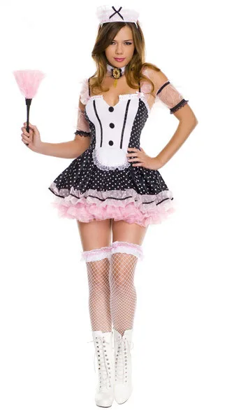 

Ladies Sexy Maid Costume Halloween Canival Cosplay Lace Mini Dresses