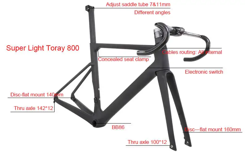Cheap All Internal Cable Carbon Disc Brake Flat Mount Road Bike Disc Frame A9 8