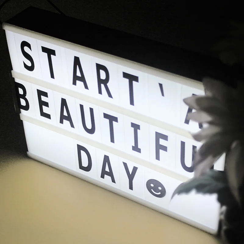 

High quality LED A4 Acrylic White color Led Cinematic Light Box with diy Letters symbols for shop decoration