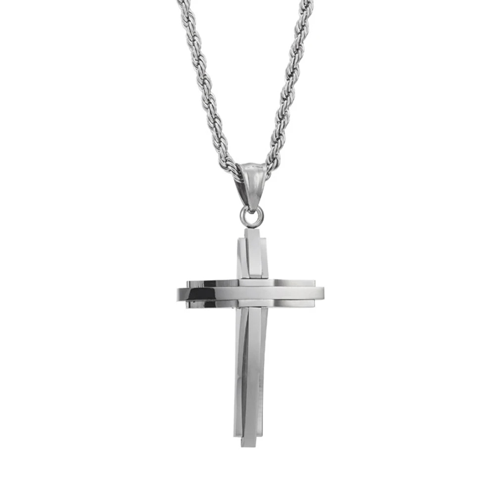 Birthday Gifts Bar and Nightclubs Uiipx Eternal Vine Cross Necklace Titanium Steel Hip Hop Jewelry for Men and Women 