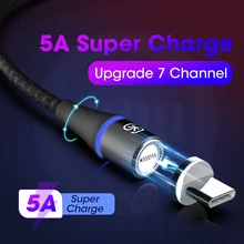 SIKAI 5A светодиодный магнитный кабель H Micro usb type-C для iPhone samsung huawei xiaomi oneplus 6 Магнитная Быстрая зарядка