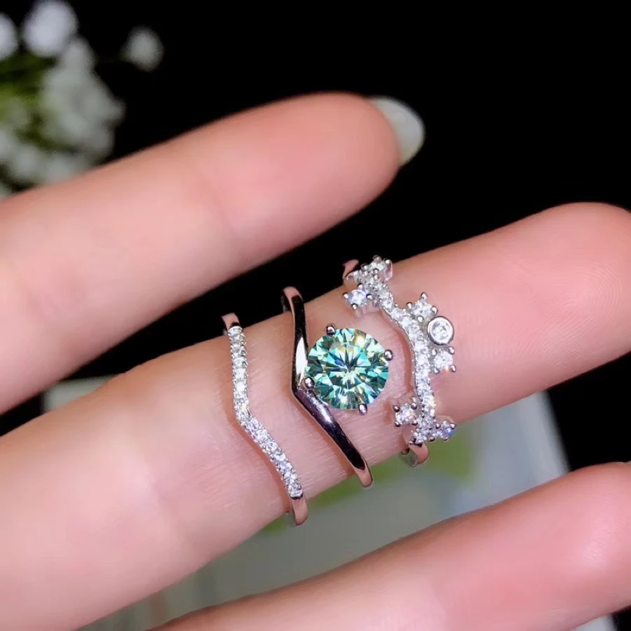 

KJEAXCMY Boutique Jewelry 925 Sterling Silver Inlaid Natural Mozanne Diamond Ring Support Detection