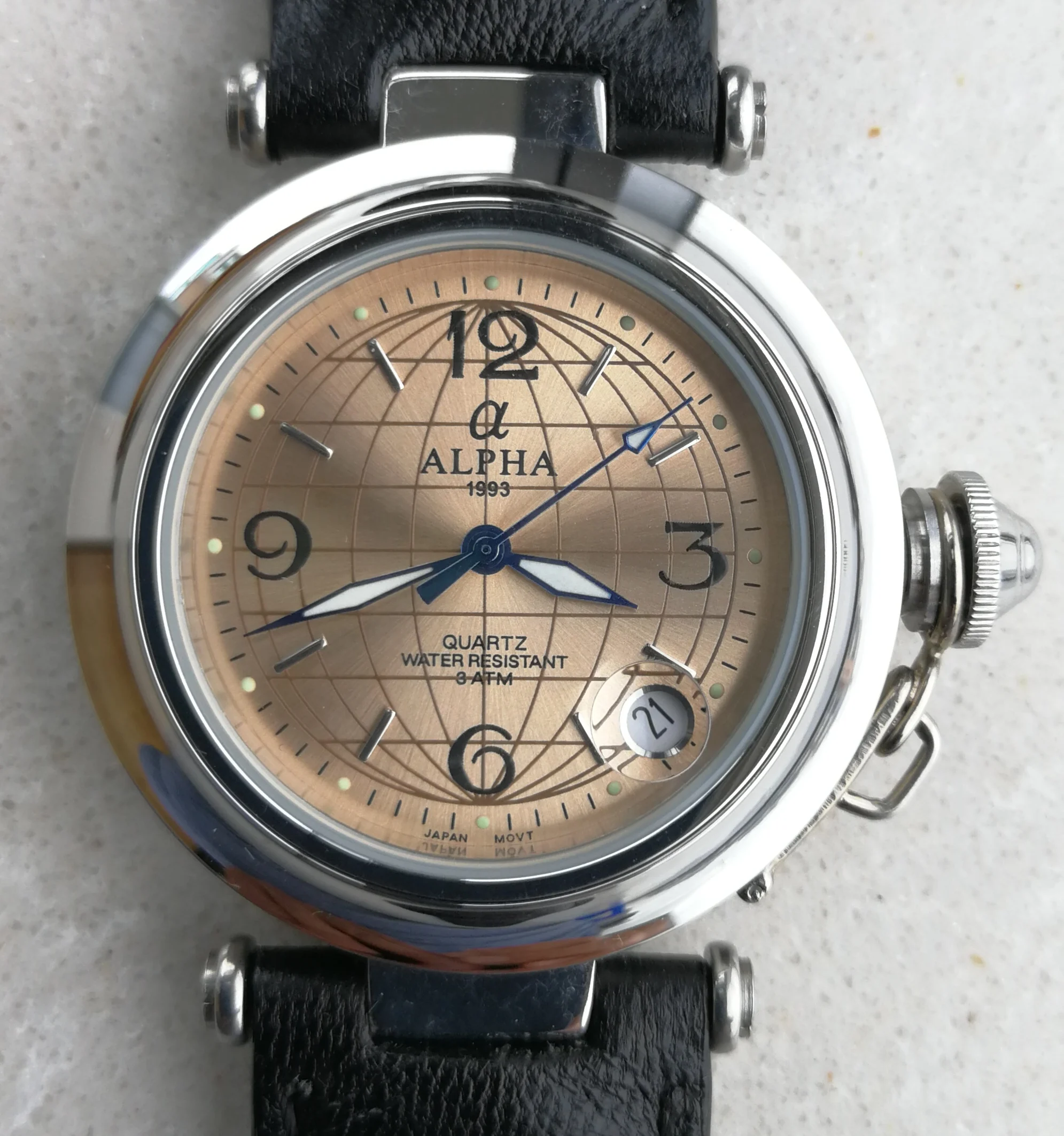 

homage watch rose gold dial Submarine crown leather band Japan quartz watch