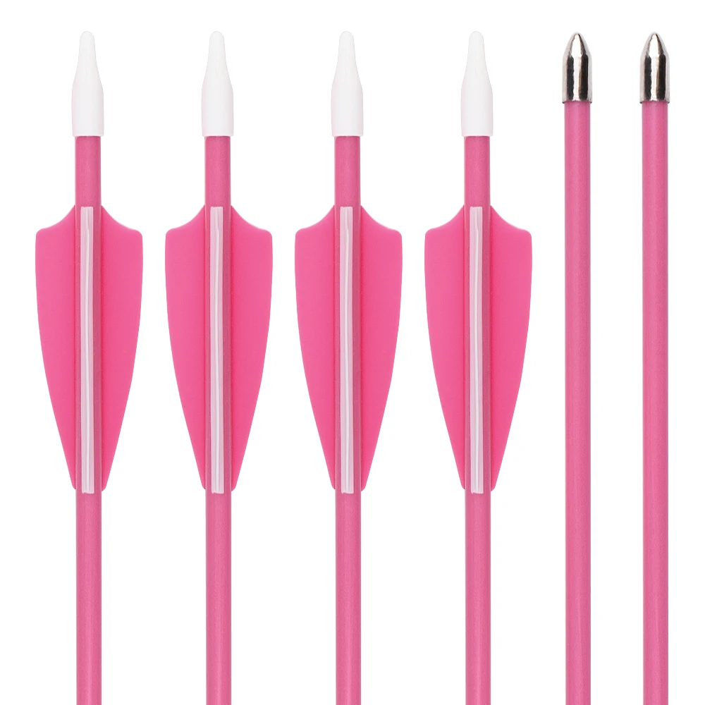 12pcs Fiberglass Arrow 5*7mm Pink 26" Shaft Youth Arrows Target