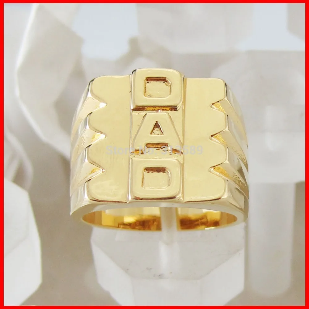NEW GREAT YELLOW GOLD GP FILLED WITH BRASS OVERLAY &quotDAD&quot WORD RING SIZE 7 to 11 /GREAT GIFT/ | Украшения и аксессуары