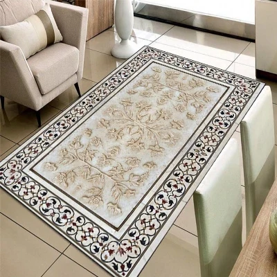Else крем коричневый Плющ цветы цветочный мрамор Роза 3d принт нескользящие микрофибры Гостиная Декоративные Современные моющийся коврик коврики