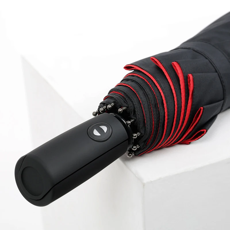Ten Bone Automatic Folding Umbrella Female Male Car Luxury Large Windproof Umbrella Men Rain Black Paint JPZYLFKZL folding umbrella automatic umbrella wind resistant umbrella windproof umbrella