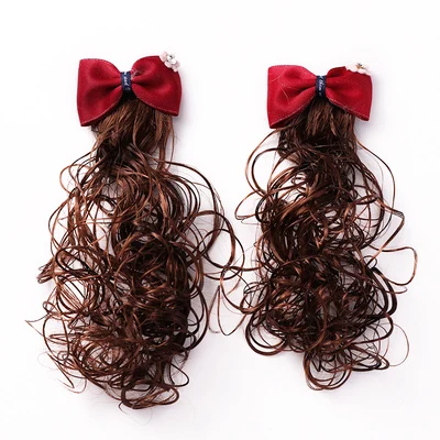 1 пара детей Ложные вьющиеся бантик связывающий волосы шпилька прекрасный стиль принцессы аксессуары для волос для девочек - Цвет: B1