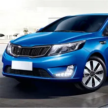 LED Daytime Running Light For Kia Rio K2 2011 2012 2013 2014 with Turn off Function & Fog Lamp Hole Brand New Best Quality