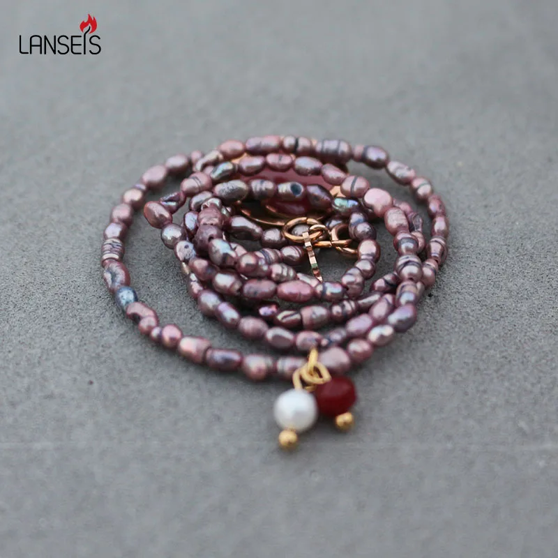

Charming Naughty Bear Freshwater Pink Purple Pearls Necklace, High Quality Pearls Choker, 2018 Wedding Jewelry Gift For Women