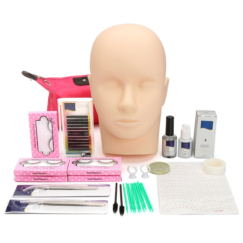

Eyelash Extensions Tool Kit Practice Graft Lashes Kit Eyelashes Semi Permanent Make Up Individual False Lash Curl Glue Tweezer